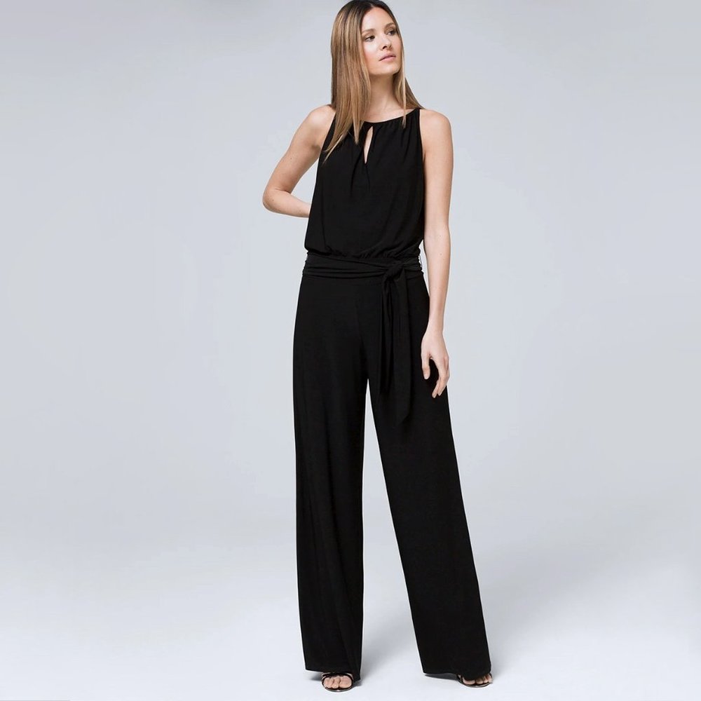 White House Black Market | Matte Jersey Belted Wide-Leg Jumpsuit | NWOT - Picture 1 of 9